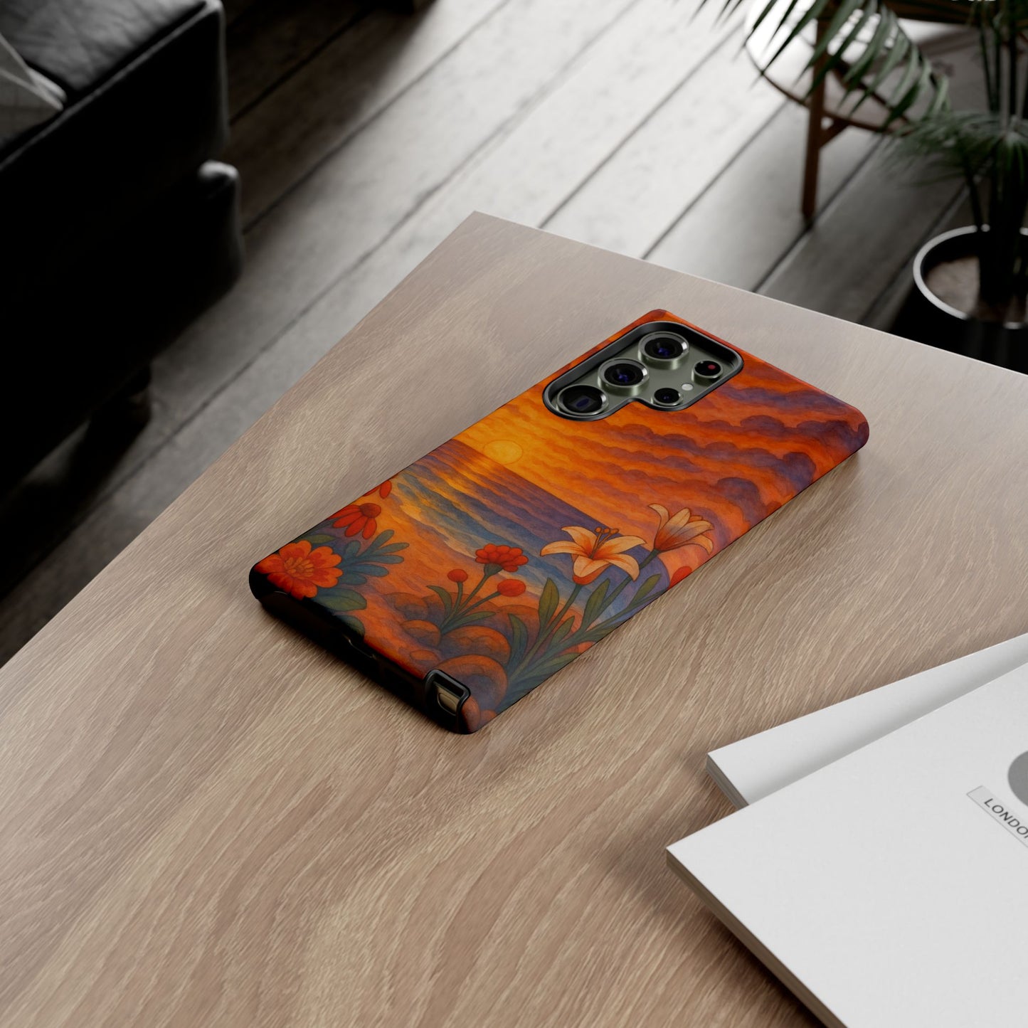 Samsung Case - Floral Ocean Sunset Watercolor Nautical Phone Case Beach Samsung Case Ocean Sunset Theme