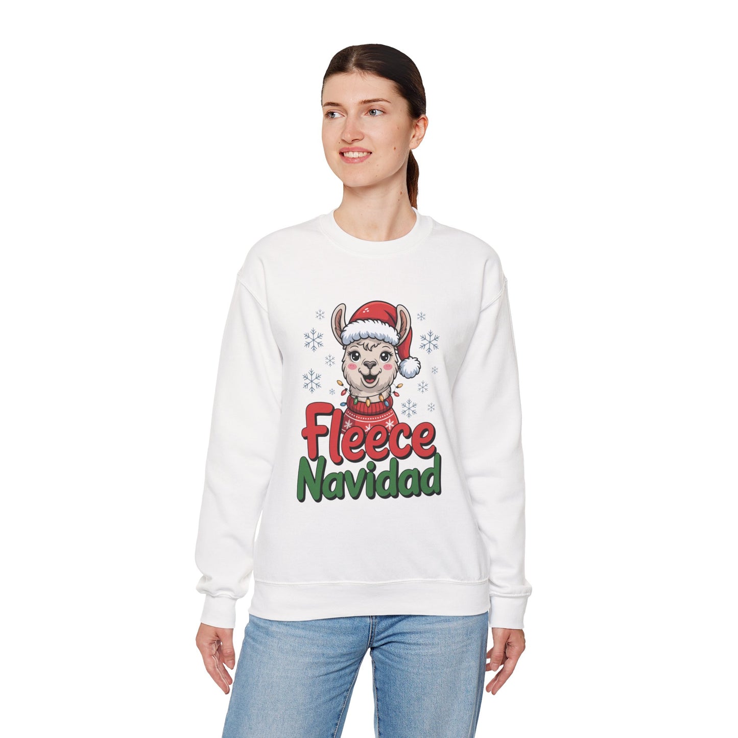 Fleece Navidad Christmas Sweatshirt, Funny Llama Holiday Sweater, Cozy Unisex Crewneck, Cute Christmas Pun Gift For Friends And Family