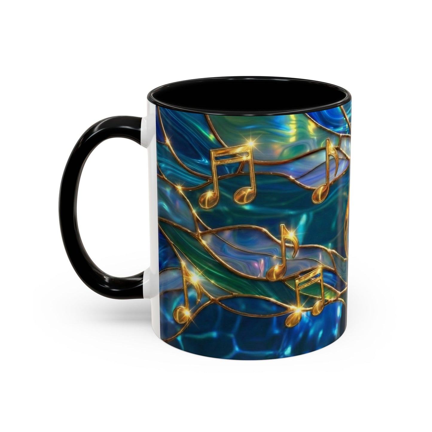 Music Notes Mug, Stained Glass Music Coffee Mug, Musical Gift Mug, Music Lover Cup, Music Teacher Gift, Artistic Coffee Mug