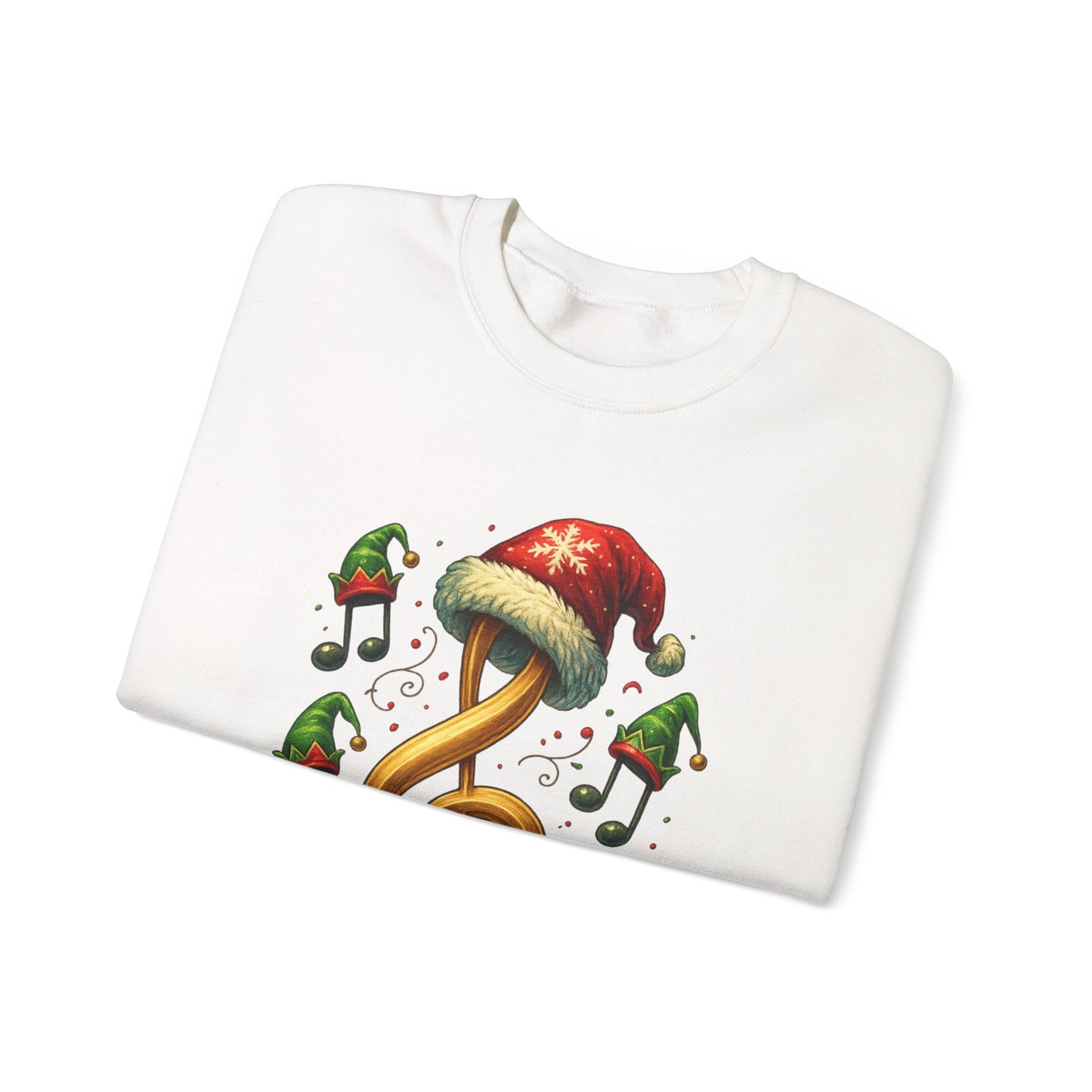 Christmas Music Note Sweatshirt, Holiday Treble Clef Sweater With Santa Hat, Festive Music Lover Gift, Cozy Winter Crewneck Unisex Top