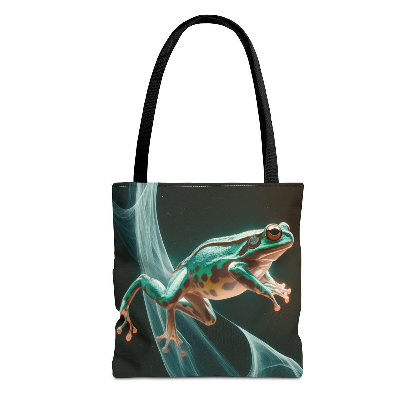 Frog in Motion Tote Bag, Nature-Inspired Green Frog Design Eco-Friendly Shoulder Bag, Artistic Reusable Tote For Everyday Use And Gifts