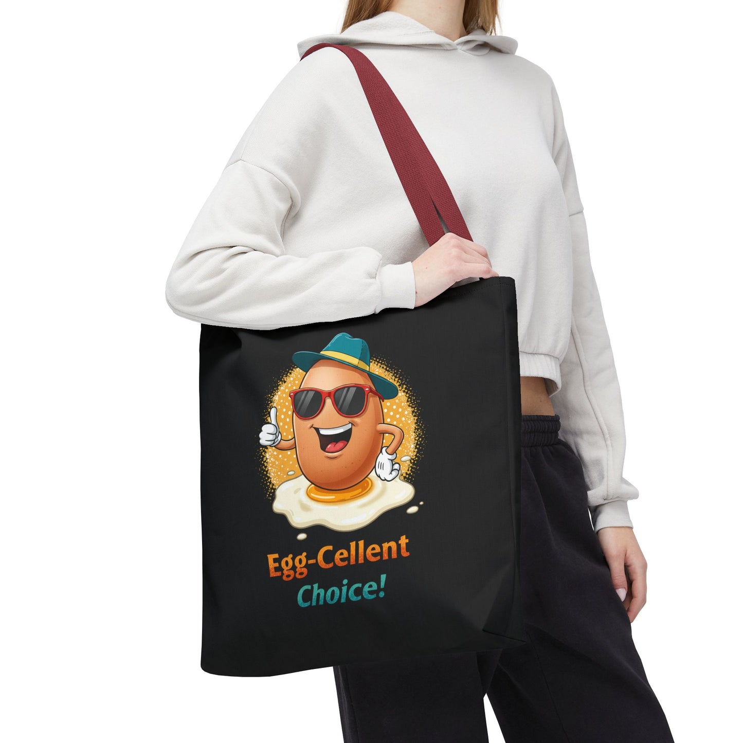 Tote Bag: Egg-Cellent Choice Thumbs Up Pun Design
