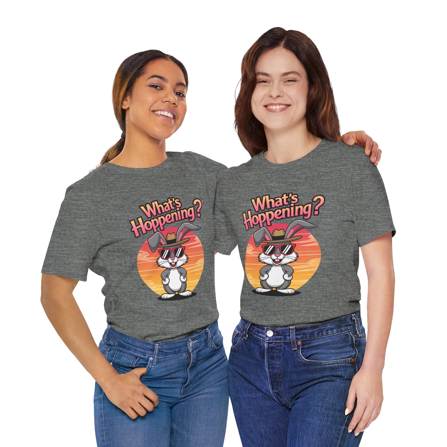 What’s Hoppening Funny Bunny Shirt – Cute Rabbit Pun T-Shirt – Sunset Graphic Tee for Animal Lovers, Easter, and Pun Enthusiasts