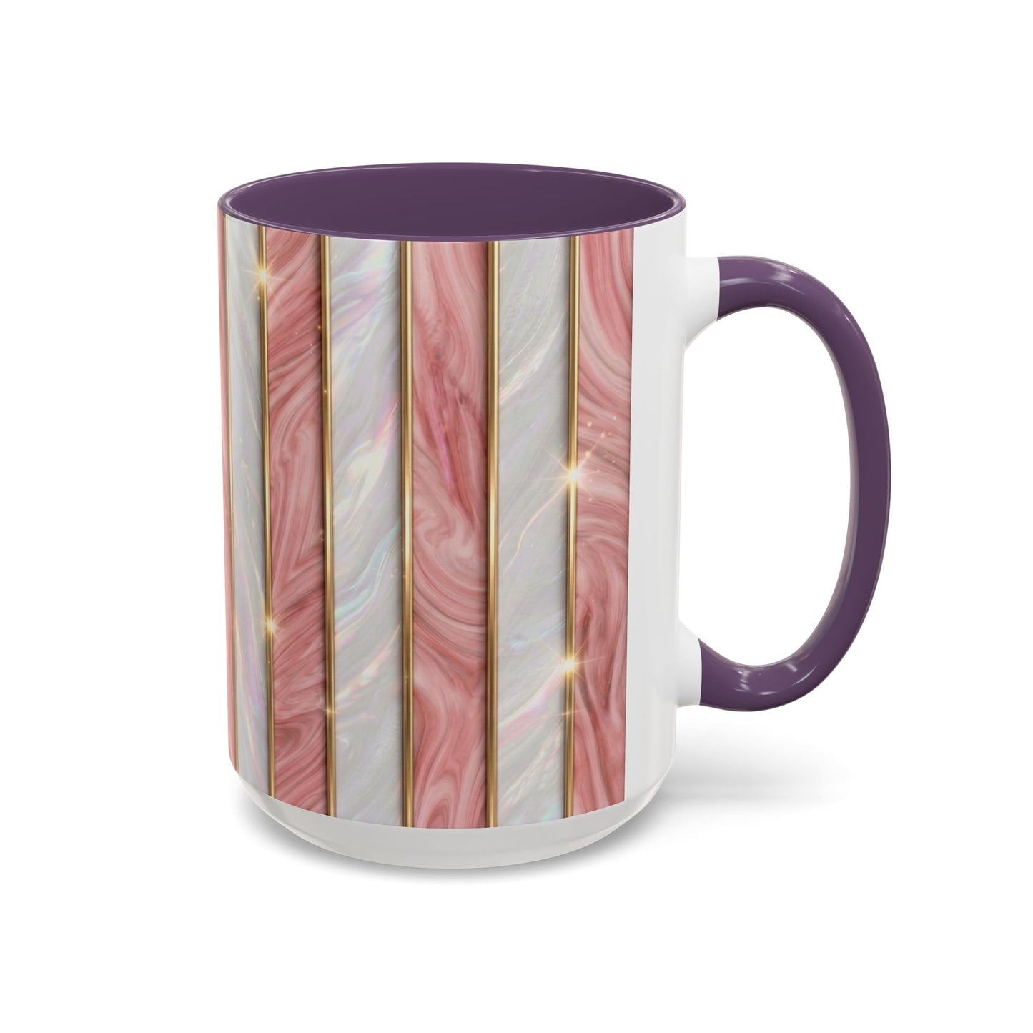Pink Marble Coffee Mug, Gold Stripe Faux Agate Cup, Glam Desk Accessory, Elegant Tea Mug, Luxury Gift for Her, Chic Office Desk Decor