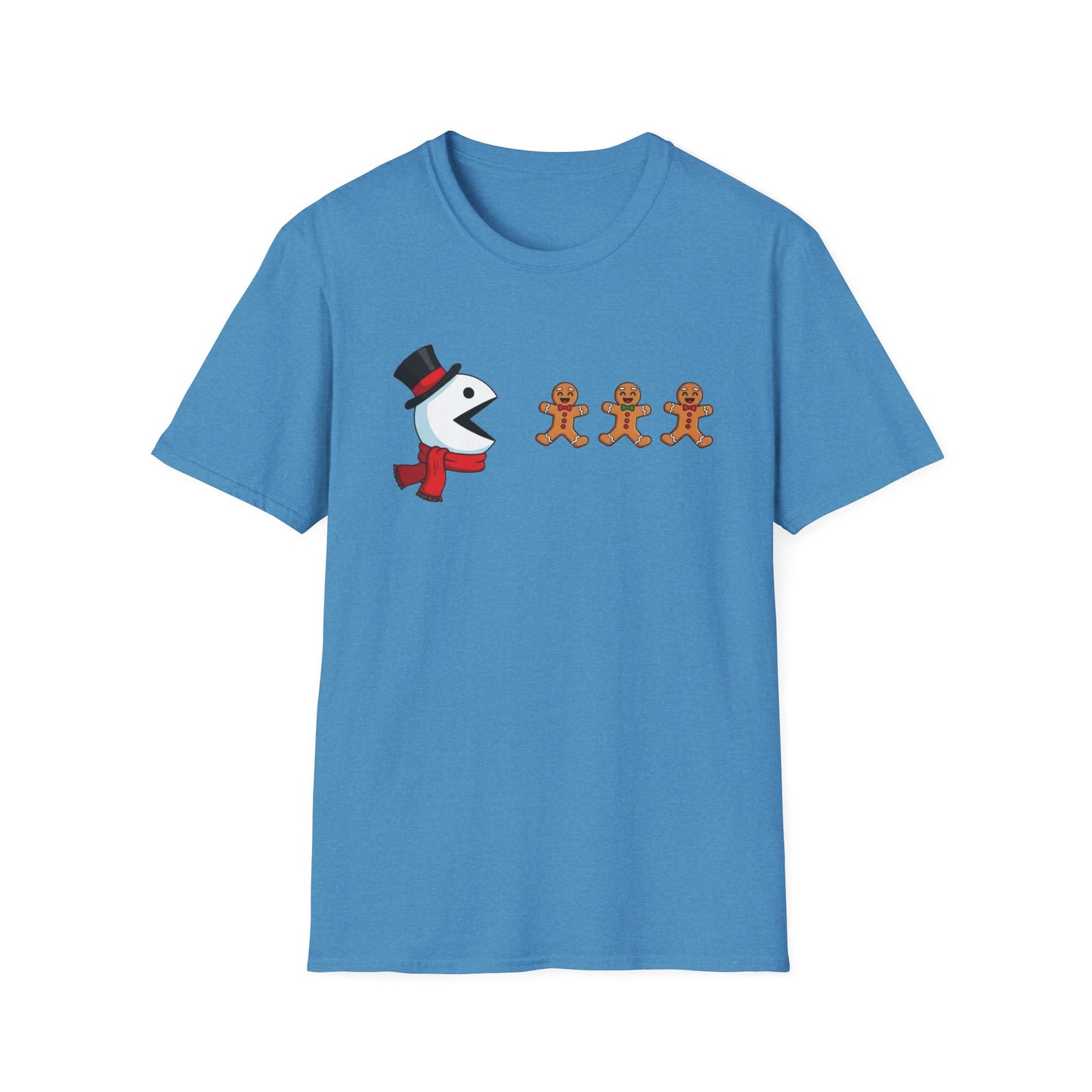 Snowman Pacman Christmas Shirt, Funny Gingerbread Men Tee, Cute Holiday Snowman T-Shirt, Christmas Humor Graphic Tee, Winter Holiday Shirt