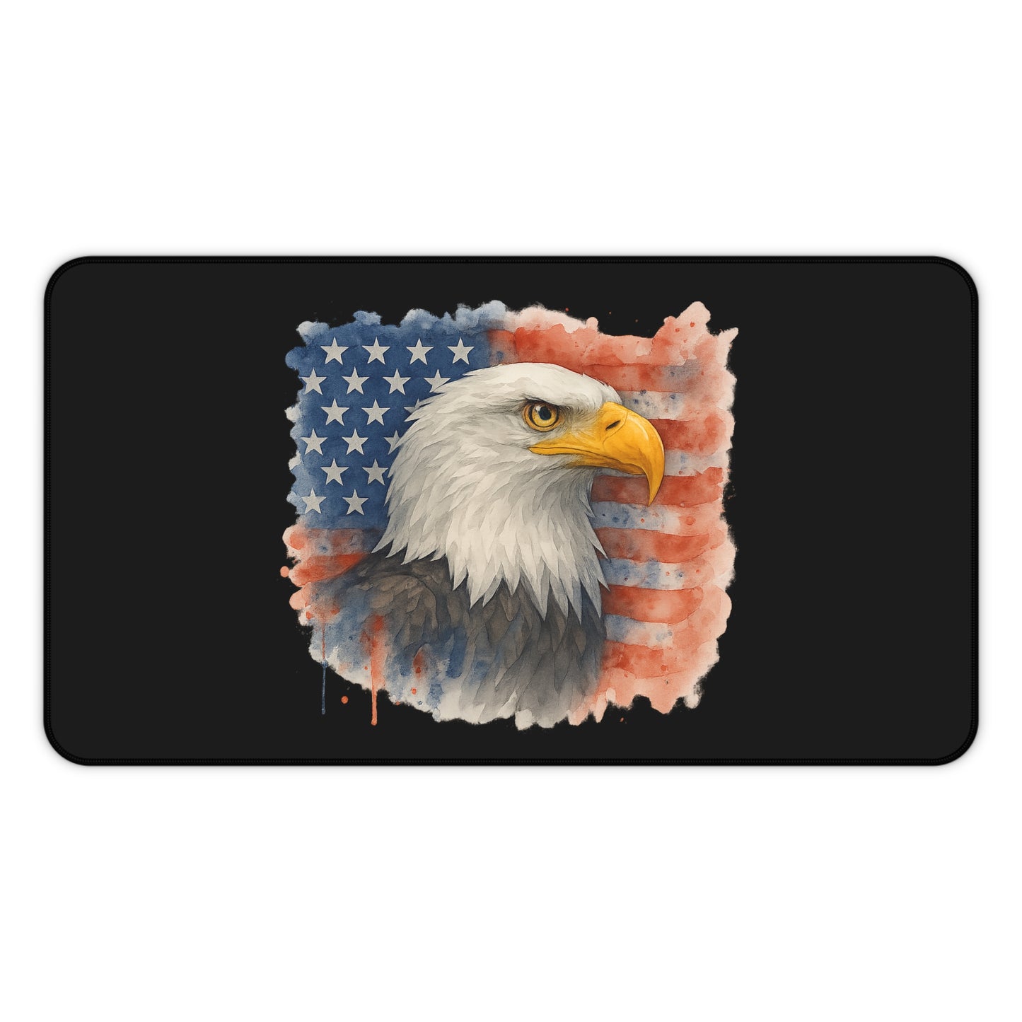 Mouse Pad Desk Mat with Bald Eagle and American Flag Watercolor Painting Patriotic Decor Independence Day Mat 4th of July Mouse Pad
