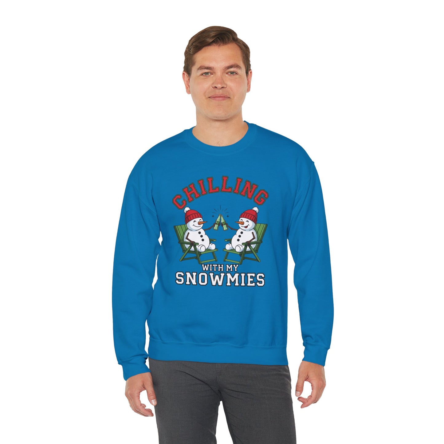 Chilling With My Snowmies Sweatshirt - Funny Christmas Snowman Sweater, Holiday Party Shirt, Cute Winter Gift, Matching Friends Xmas Top