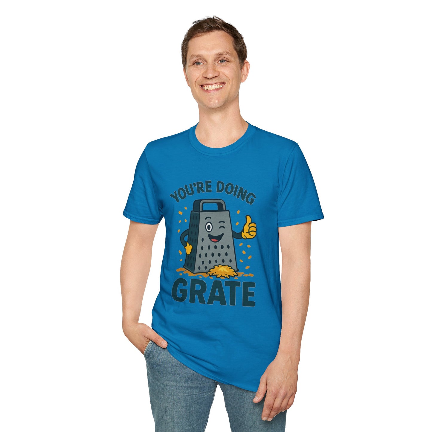 You’re Doing Grate Funny Cheese Grater Pun T-Shirt | Cute Kitchen Humor Graphic Tee | Encouragement Gift for Food & Pun Lovers