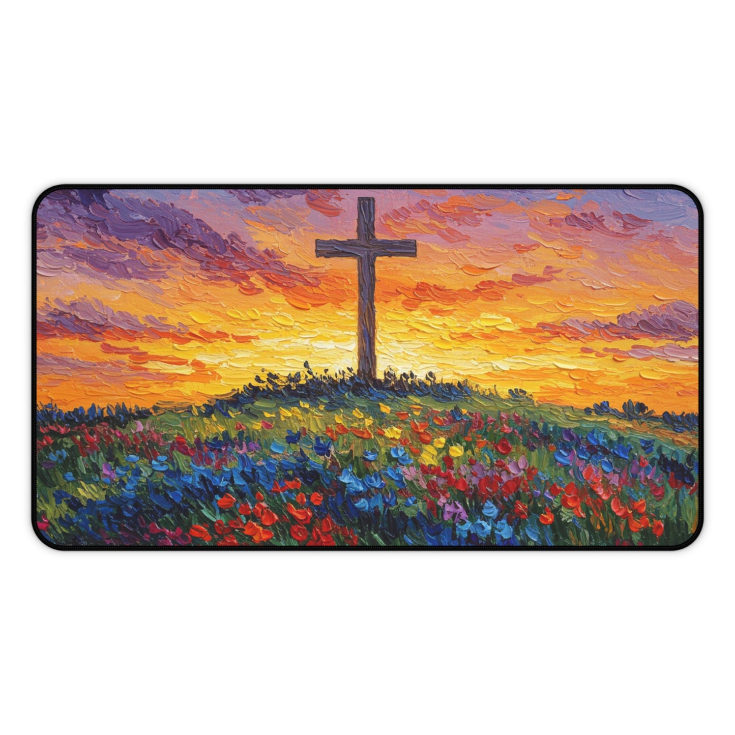 Desk Mat Van Gogh Style Cross Mouse Pad Christian Mouse Pad Cross Desk Mat Spiritual Decor