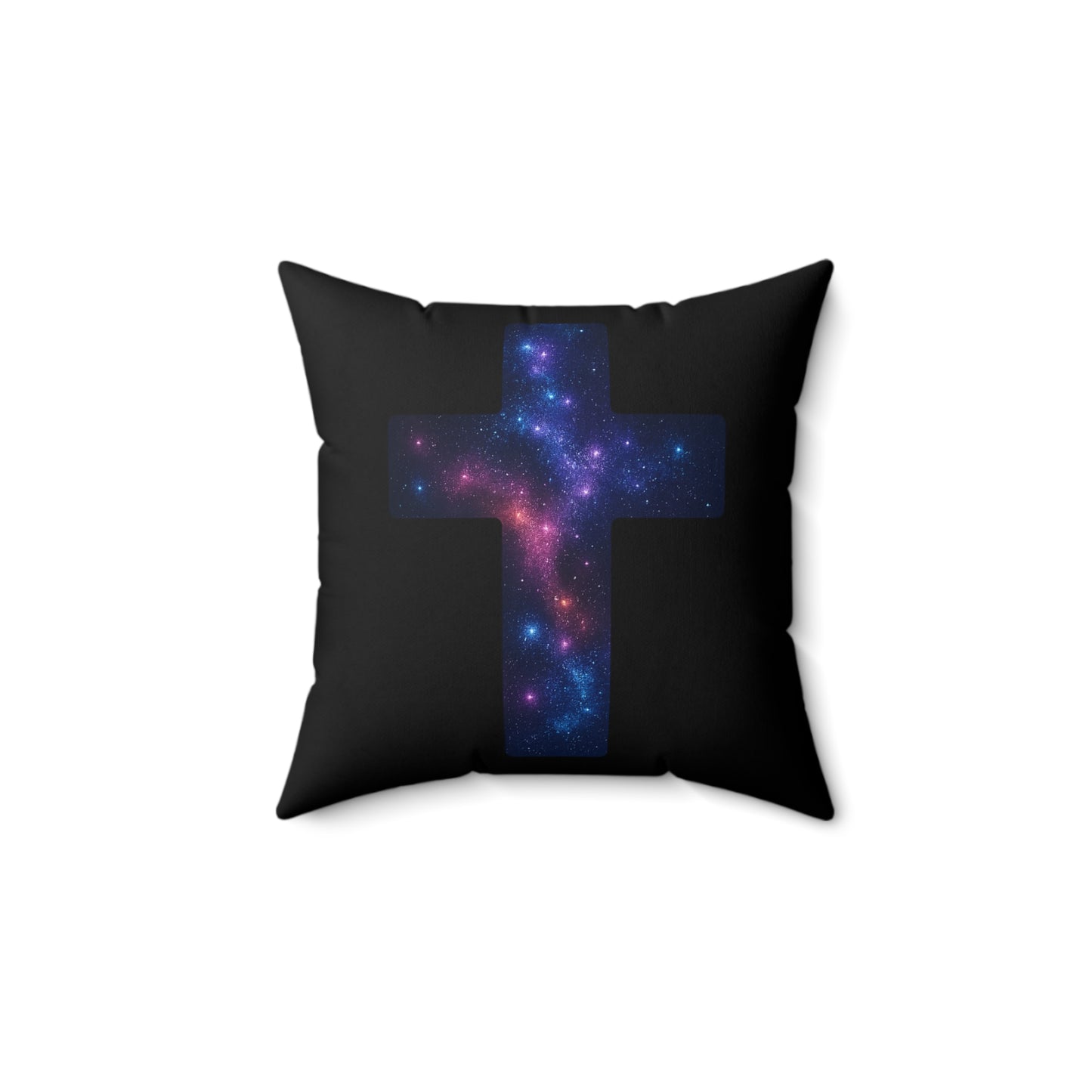 Square Pillow - Cosmic Cross Design Christian Pillow Spiritual Decor Faith Based Throw Religious Decoration Gift for Believers