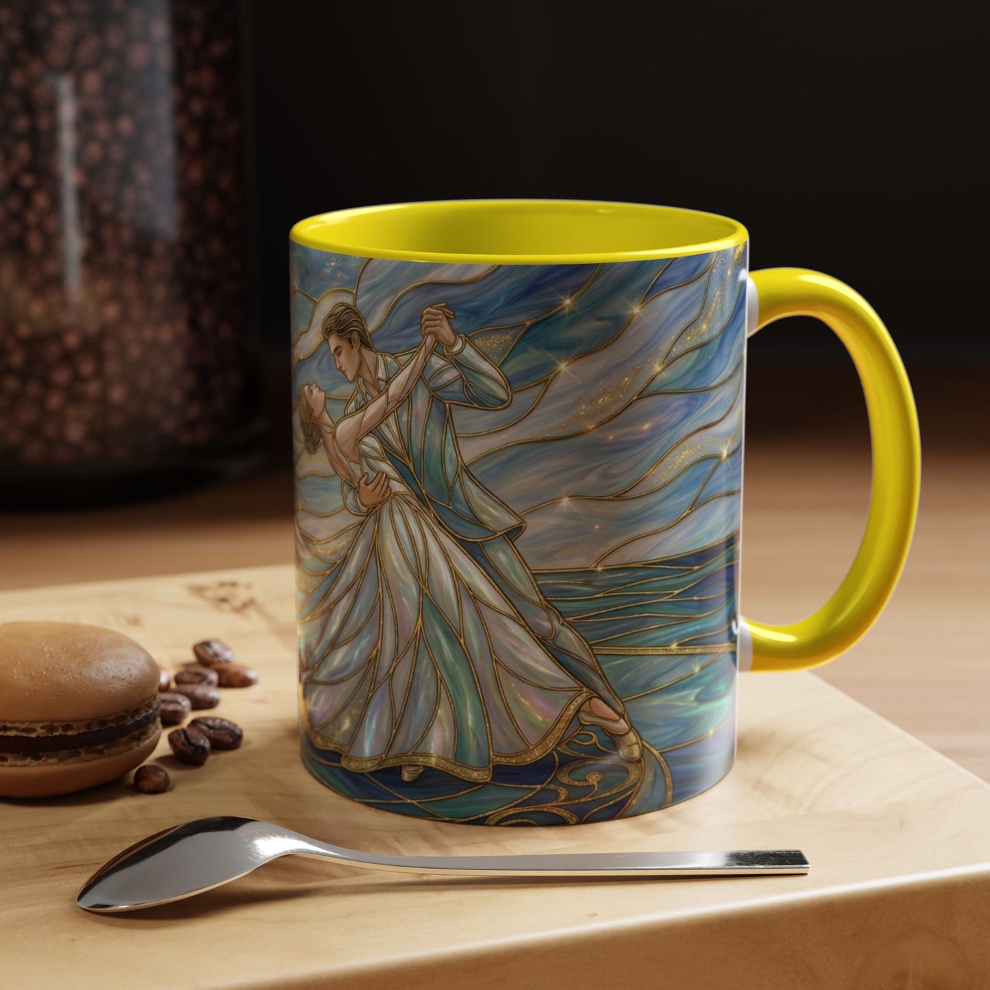 Stained Glass Mug, Dancing Couple Coffee Cup, Romantic Anniversary Gift, Ballroom Dancer Tea Cup, Wedding Present For Couple, Art Mug