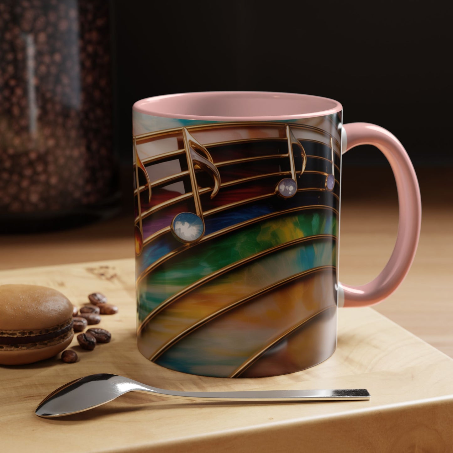 Stained Glass Music Notes Mug - Colorful Music Lover Gift - Music Teacher Mug - Treble Clef Coffee Cup - Musician Gift Idea - 11oz & 15oz Ceramic Mug