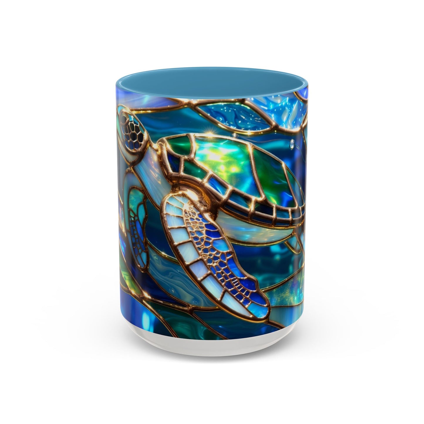 Stained Glass Sea Turtle Mug, Ocean Turtle Coffee Cup, Coastal Beach Mug Gift, Marine Life Art Cup, Sea Lover Gift, Ocean Wildlife Mug