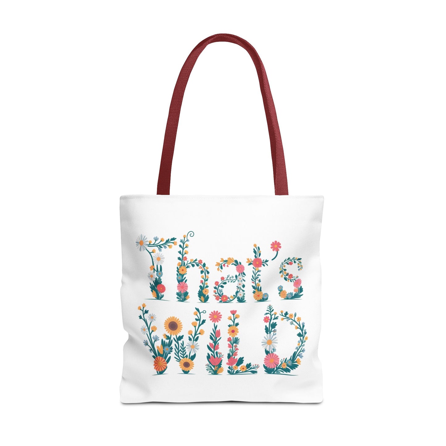 That’s Wild Floral Tote Bag – Cute Boho Canvas Bag With Colorful Flower Lettering, Eco Reusable Shopping Tote, Nature Lover Gift For Everyday Style