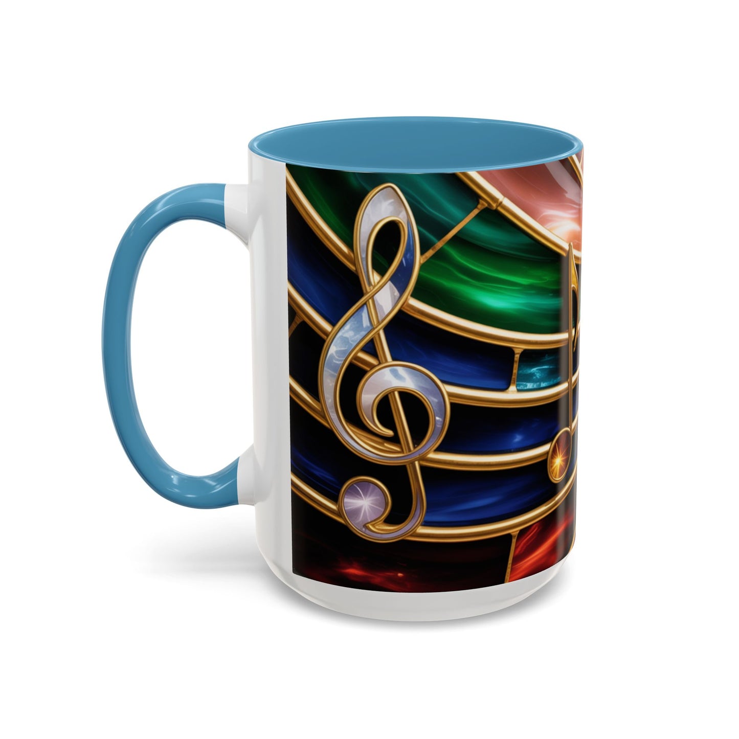 Stained Glass Music Mug, Musical Notes Coffee Cup, Colorful Treble Clef Mug, Musician Gift Idea, Music Lover Cup, Art Mug for Singers