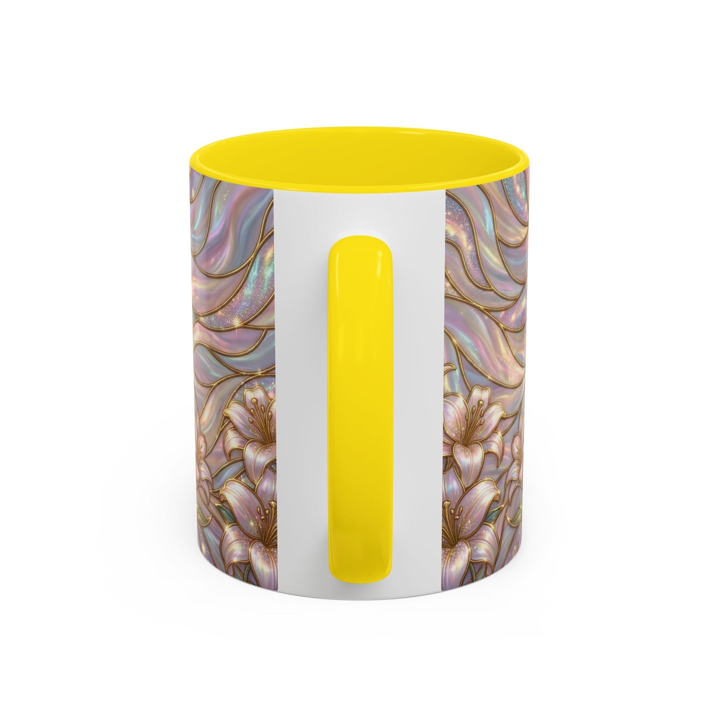Stained Glass Cross Mug, Easter Lily Coffee Cup, Christian Gift for Women, Pastel Religious Drinkware, Dove and Faith Cup, Spiritual