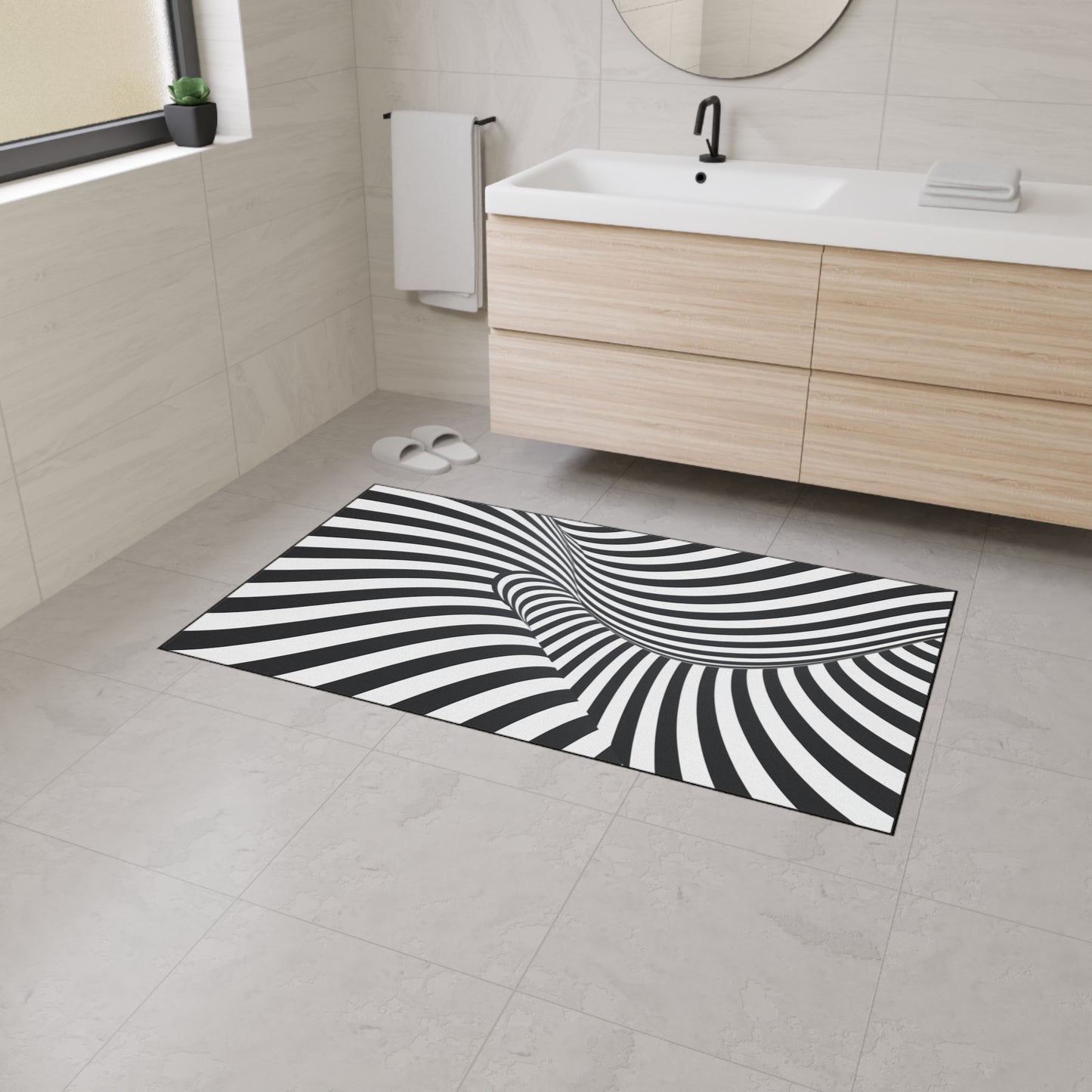Floor Mat, Black and White Striped Rug, Non-Slip Kitchen Mat, Cute Welcome Mat, Home Decor Accent