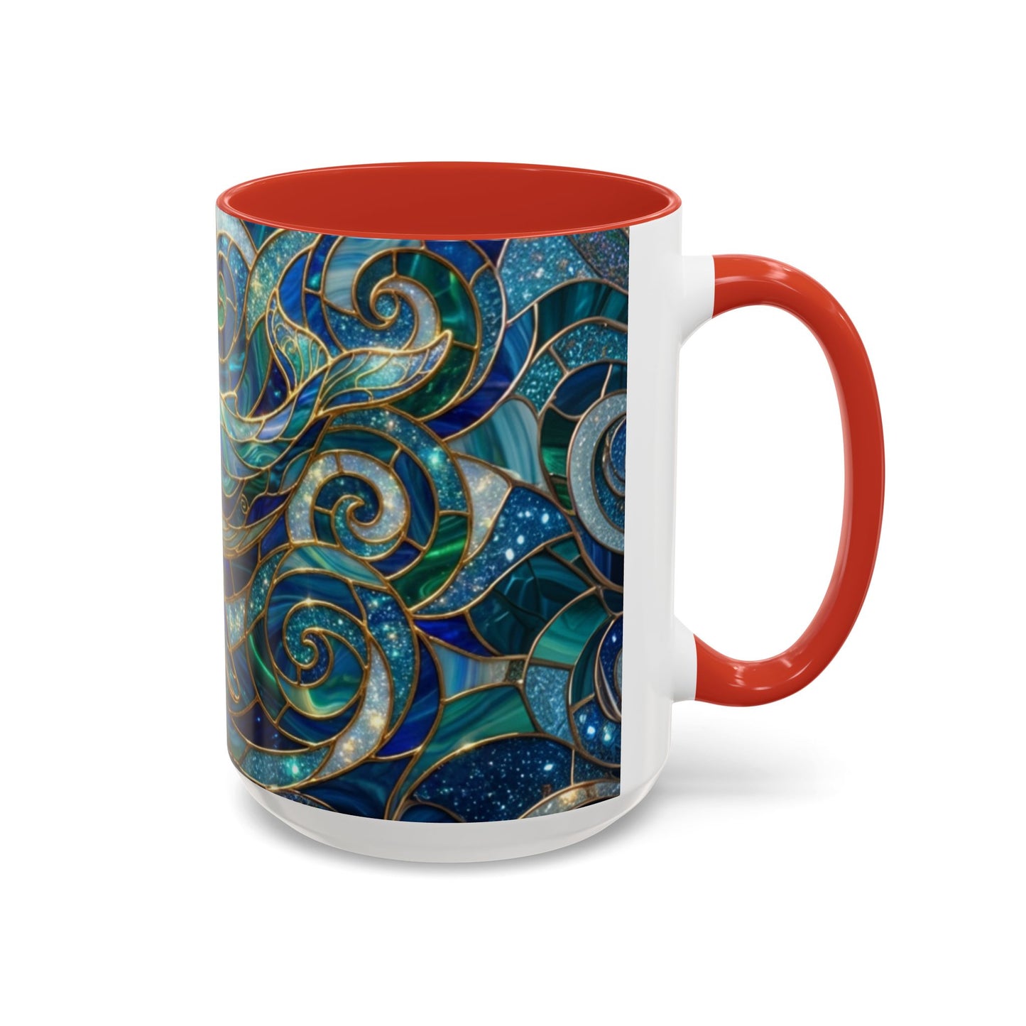 Stained Glass Whale Mug, Ocean Art Coffee Cup, Blue Sea Life Design, Nautical Gift For Ocean Lovers, Colorful Stained Glass Whale Cup