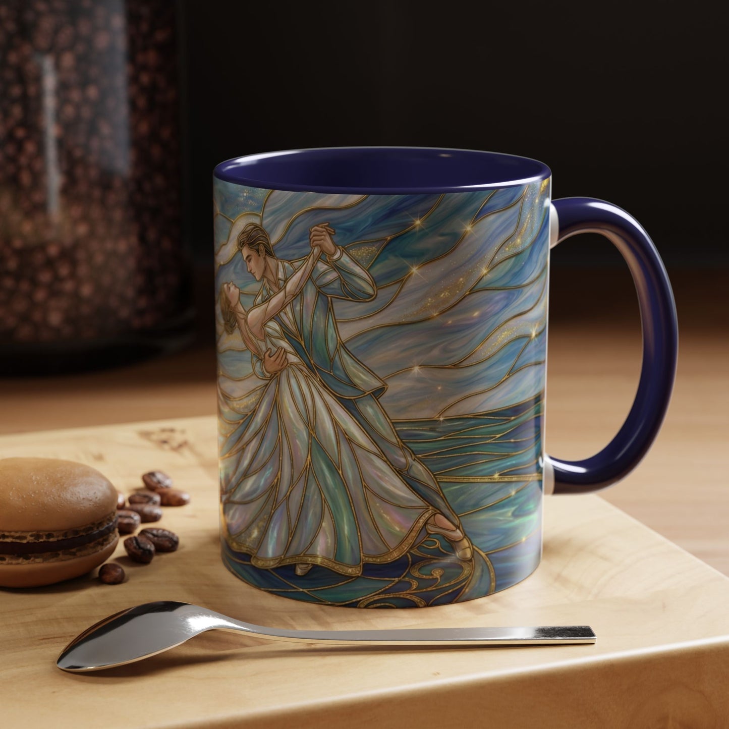 Stained Glass Mug, Dancing Couple Coffee Cup, Romantic Anniversary Gift, Ballroom Dancer Tea Cup, Wedding Present For Couple, Art Mug