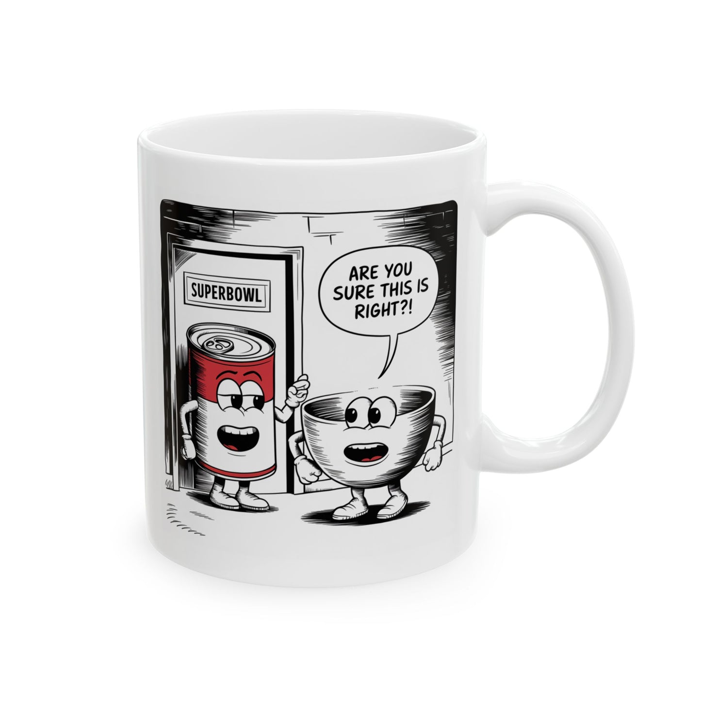 Mug - Comic Bowl and Soup 'Superbowl' Design