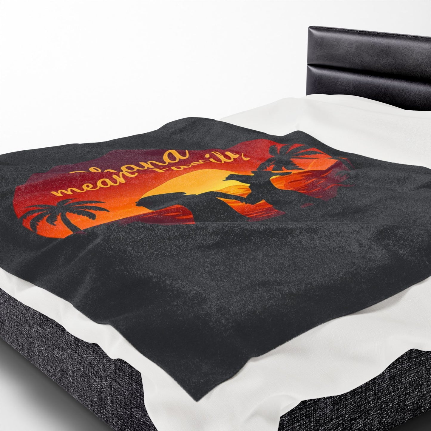 Ohana Means Family Blanket – Hawaiian Sunset Throw, Tropical Bedding, Stitch-Inspired Gift