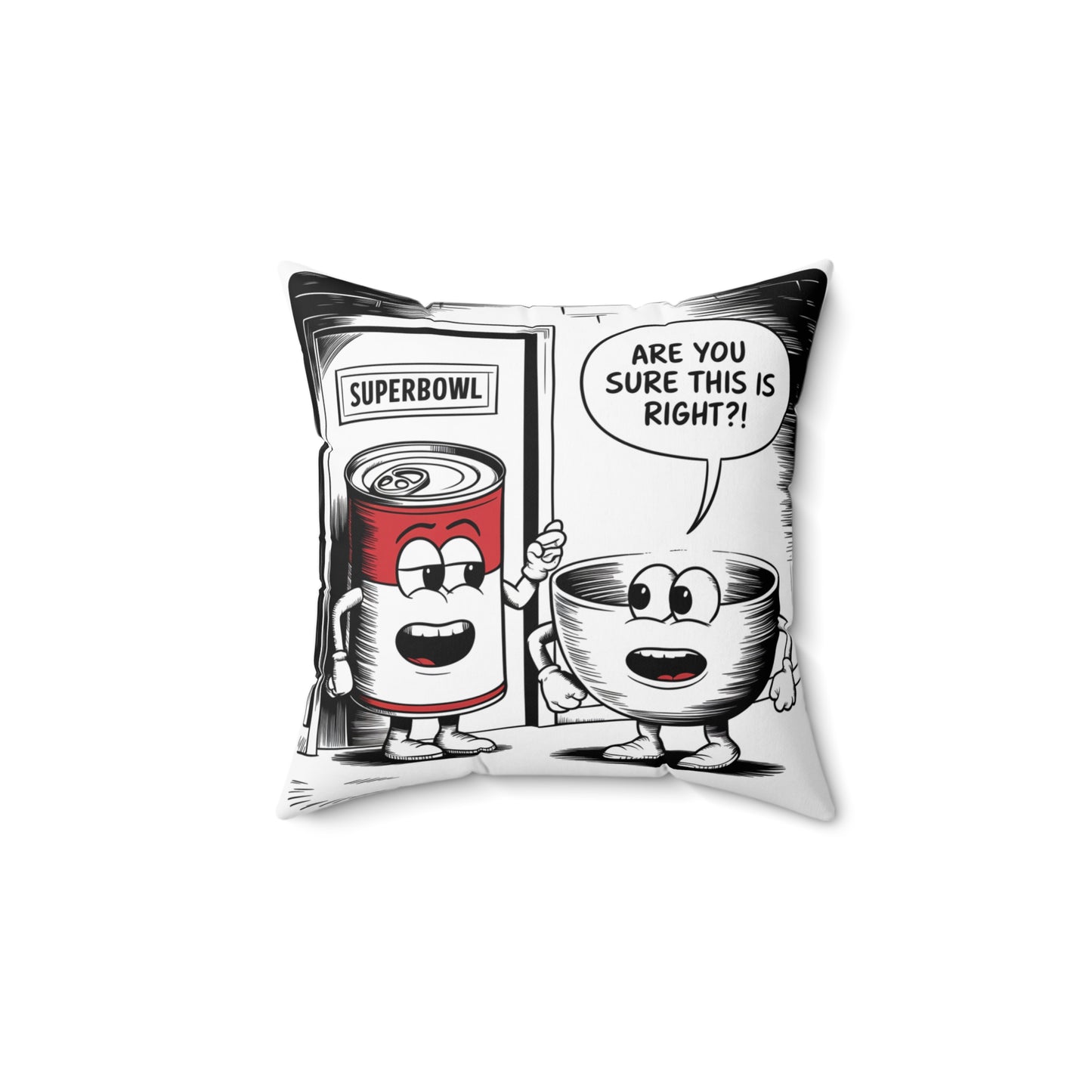 Square Pillow Funny Superbowl Comic Design