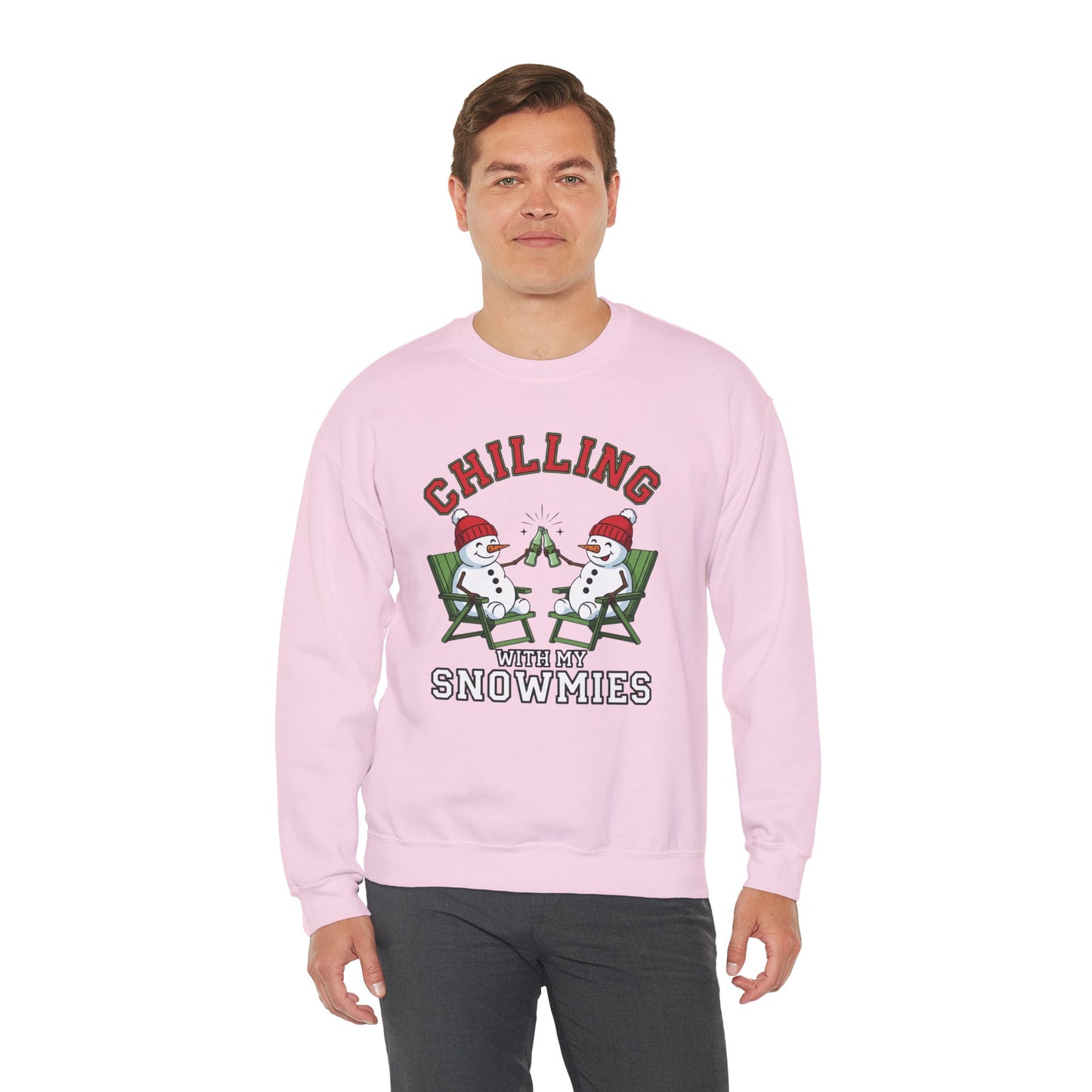 Chilling With My Snowmies Sweatshirt - Funny Christmas Snowman Sweater, Holiday Party Shirt, Cute Winter Gift, Matching Friends Xmas Top