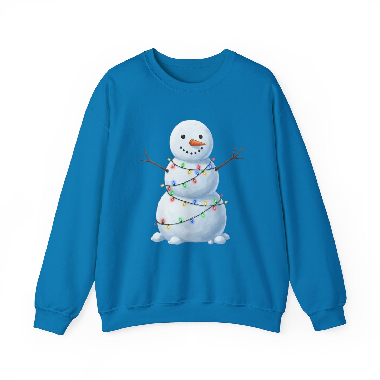 Cute Snowman Christmas Sweatshirt, Holiday Snowman Lights Sweater, Winter Snowman Crewneck, Cozy Christmas Gift, Festive Holiday Shirt