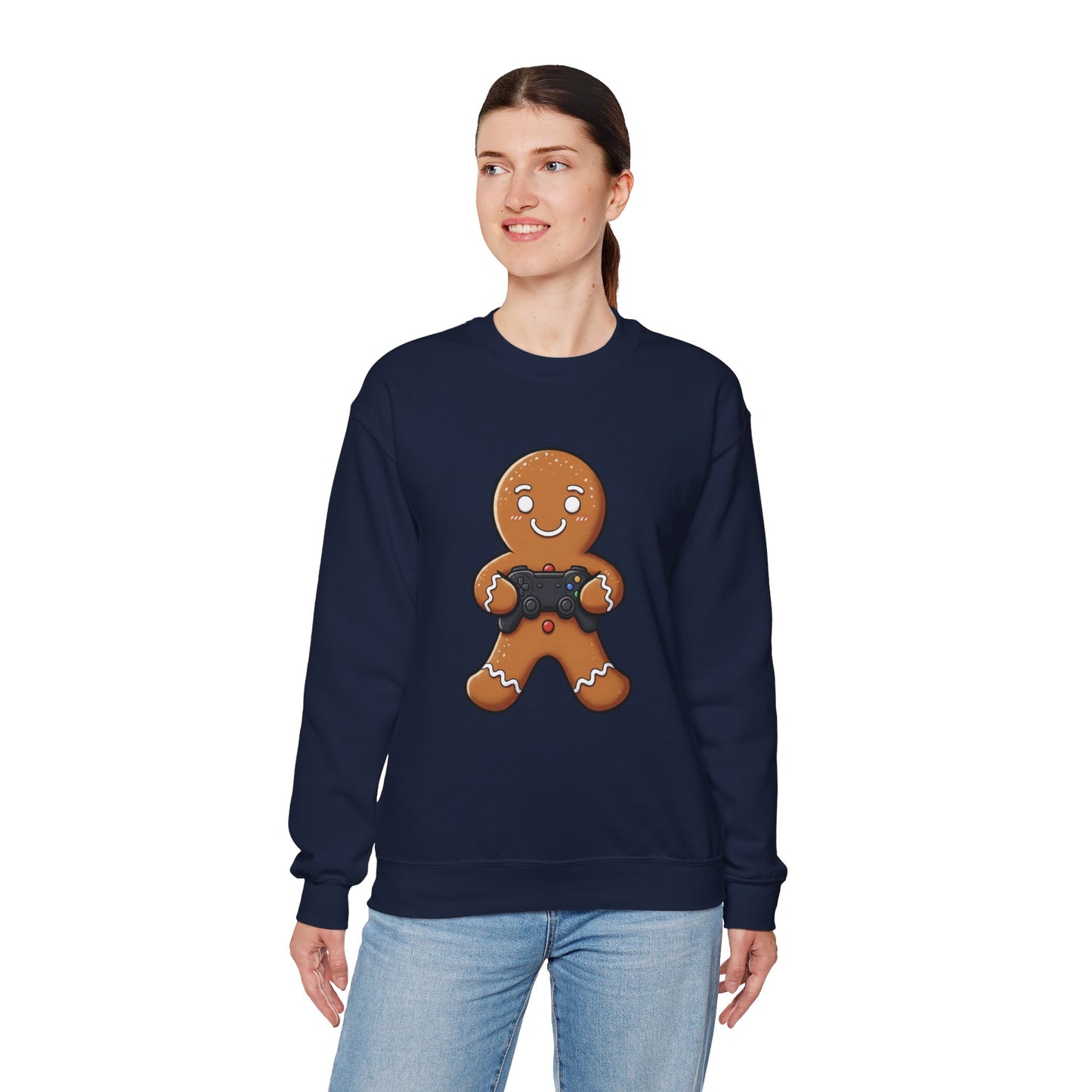 Gamer Gingerbread Sweatshirt | Funny Christmas Sweater | Cute Holiday Crewneck for Gamers | Cozy Unisex Winter Gift