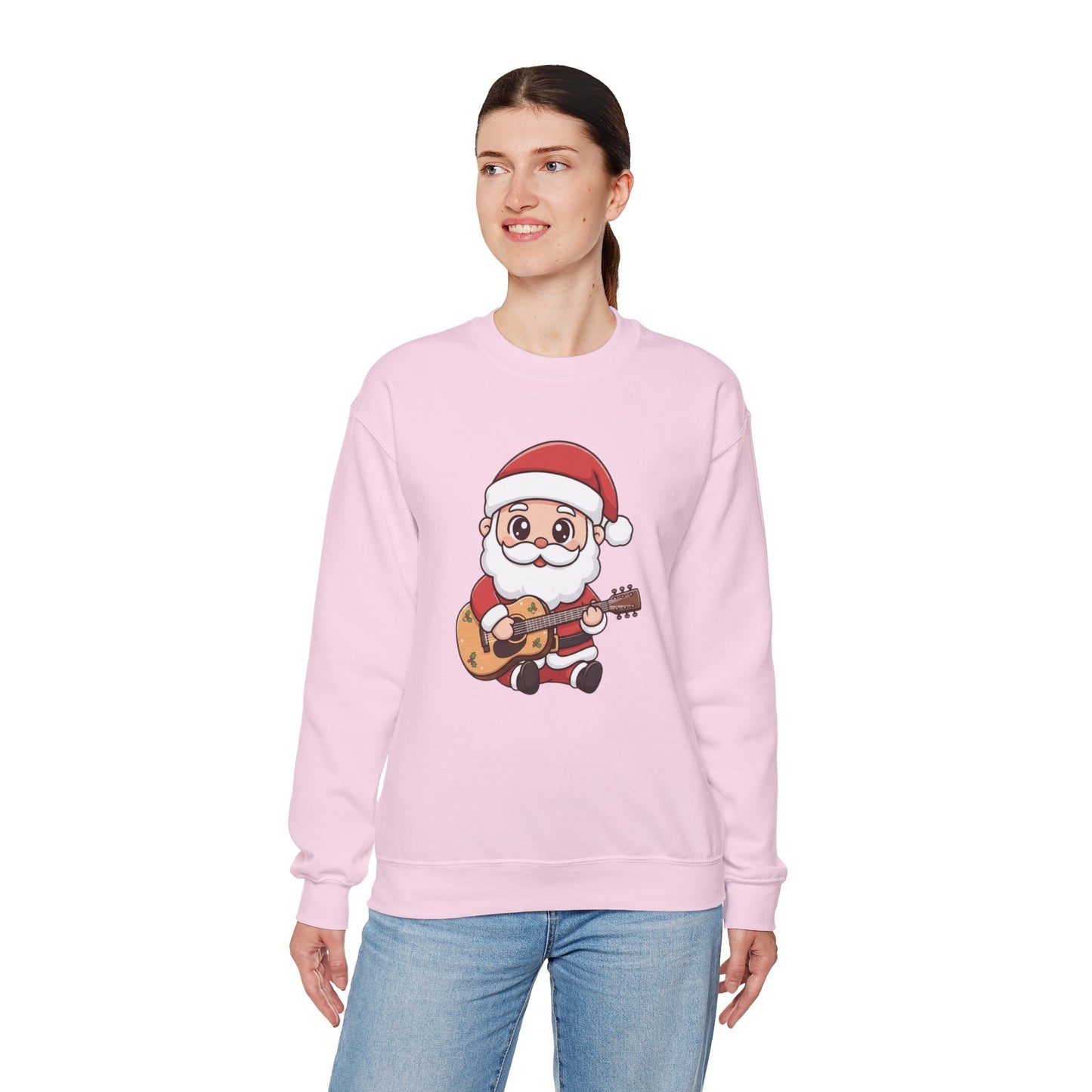 Cute Santa Guitar Sweatshirt | Christmas Music Lover Sweater | Holiday Crewneck | Funny Santa Musician Shirt | Cozy Xmas Gift for Him or Her