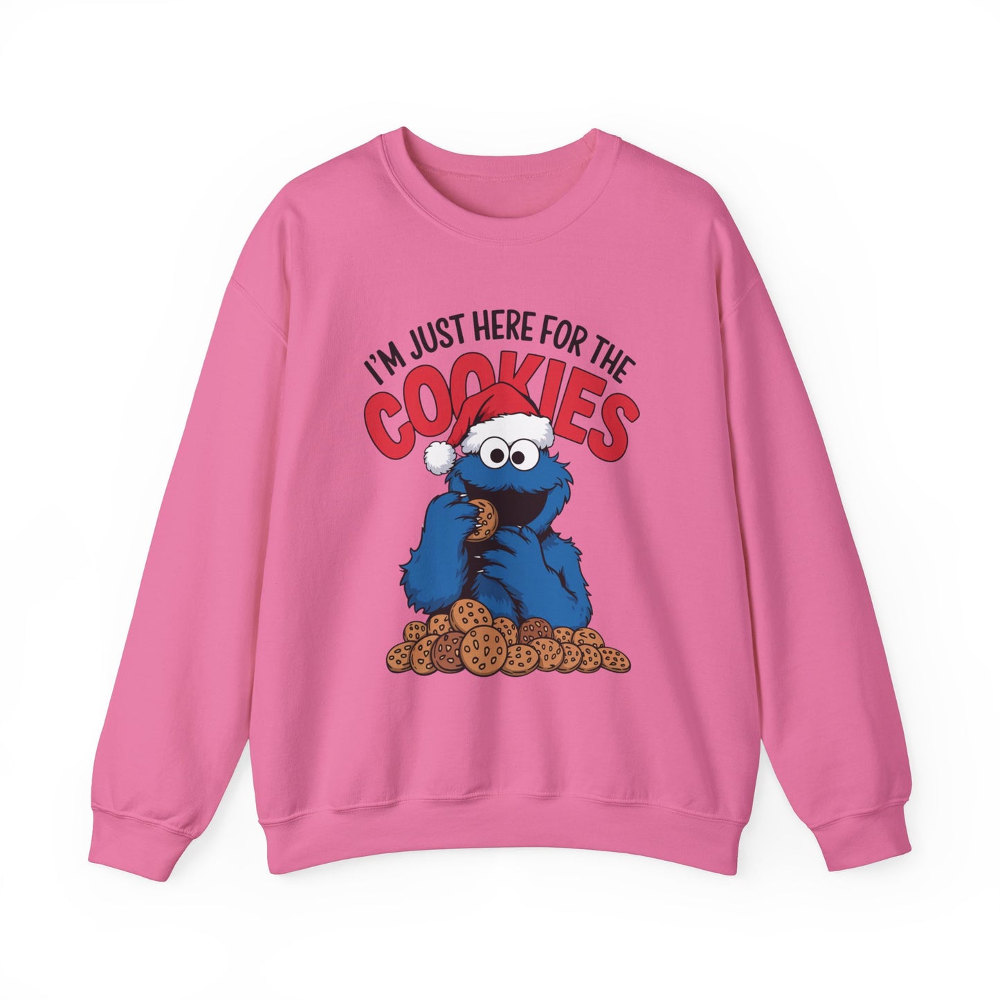 I’m Just Here for the Cookies Christmas Sweatshirt, Funny Holiday Sweater, Santa Cookie Lover Crewneck, Cozy Unisex Christmas Gift