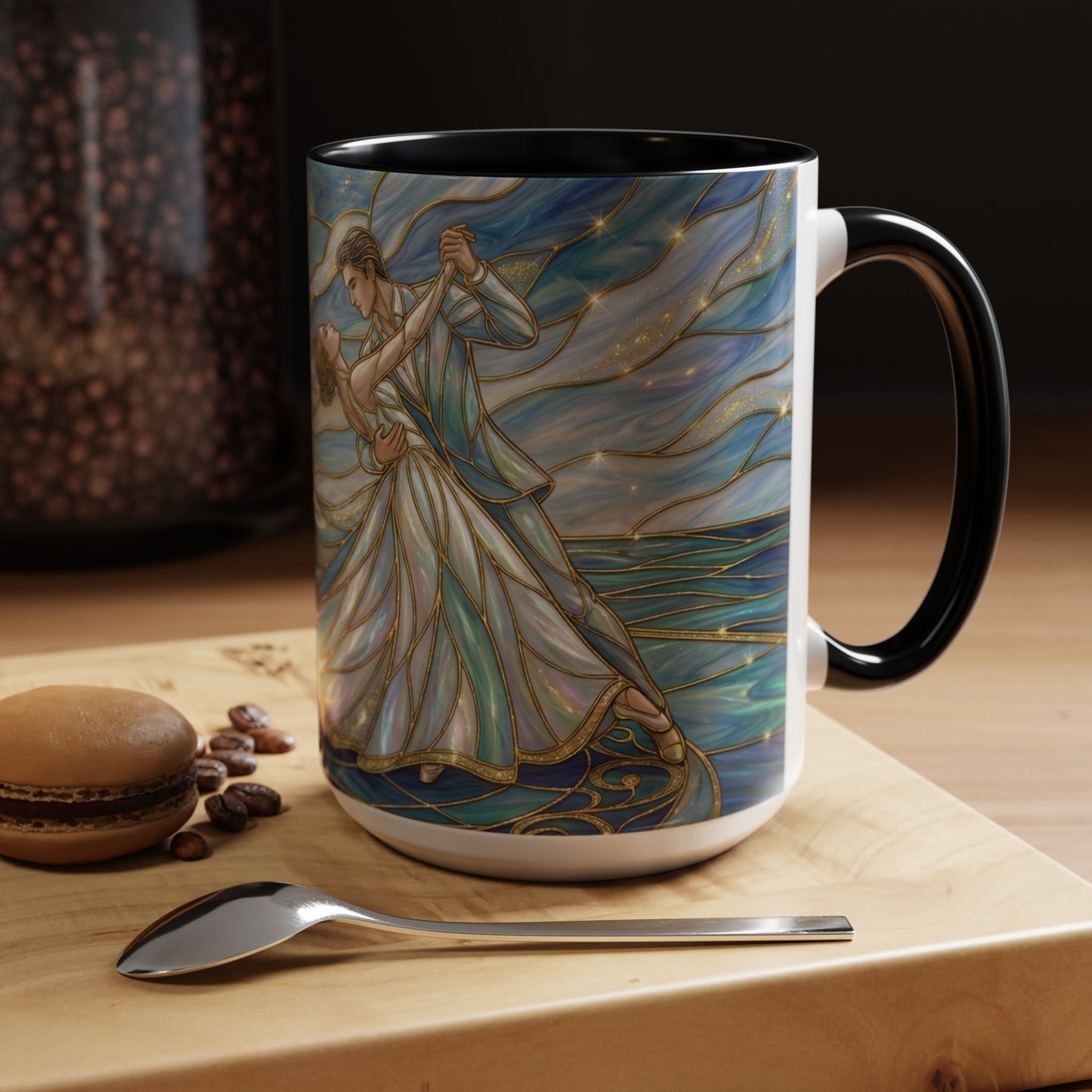Stained Glass Mug, Dancing Couple Coffee Cup, Romantic Anniversary Gift, Ballroom Dancer Tea Cup, Wedding Present For Couple, Art Mug