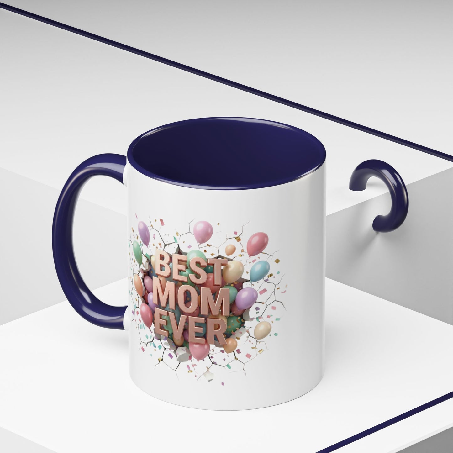 Personalized Mom Mug, Best Mom Ever Gift, Custom Name Coffee Cup, 3D Balloon Design, Mothers Day Gift, New Mom Gift 2025, Custom Mug