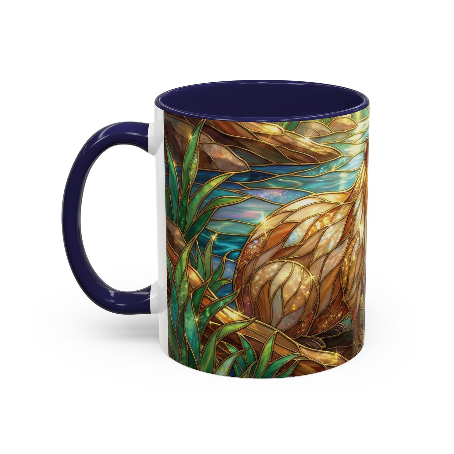 Capybara Coffee Mug, Stained Glass Capybara Mug, Cute Animal Art Mug, Nature Lover Gift, Unique Ceramic Coffee Cup, 11oz 15oz Wildlife Mug