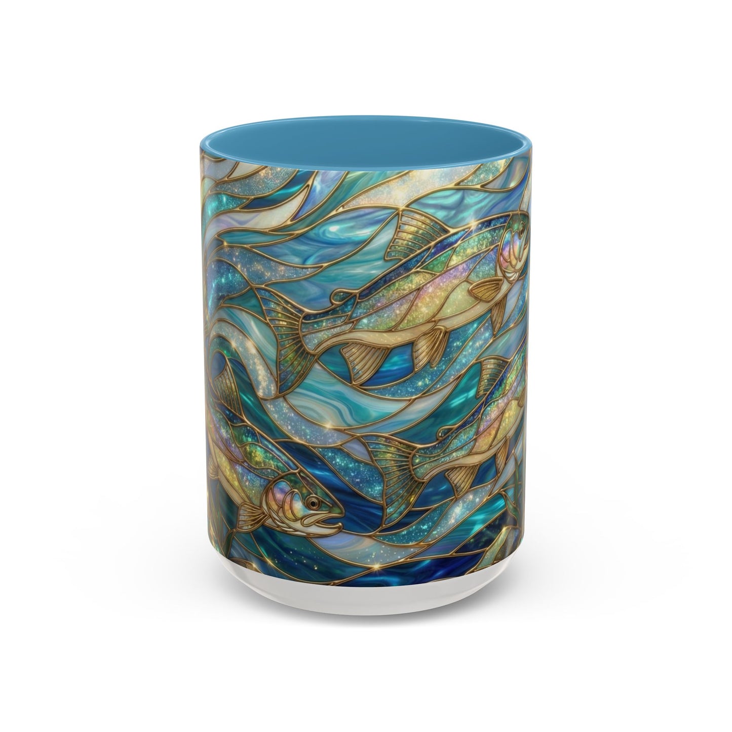 Stained Glass Fish Mug, Fishing Coffee Mug, Trout Art Mug, Fisherman Gift Cup, Wildlife Nature Mug, Angler Gift Mug