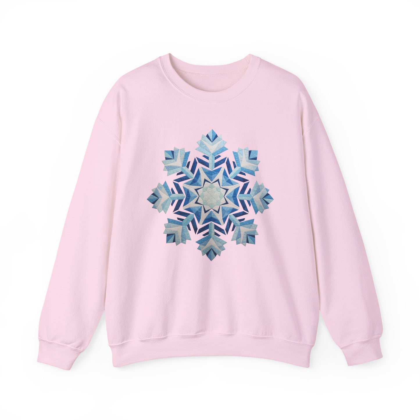 Faux Patchwork Snowflake Sweatshirt, Winter Snowflake Crewneck Unisex, Cozy Holiday Patchwork Sweatshirt, Nordic Snowflake Winter Pullover