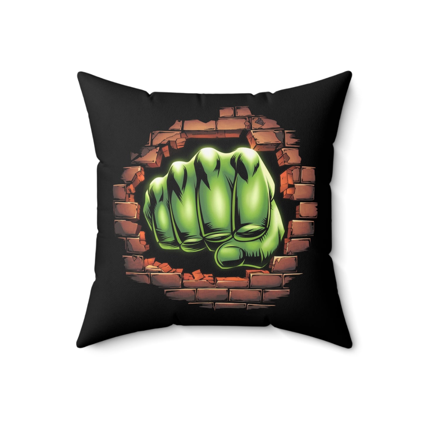 Square Pillow Green Fist Smash Design Comic Book Pillow Geeky Decor Comic Throw Home Decor