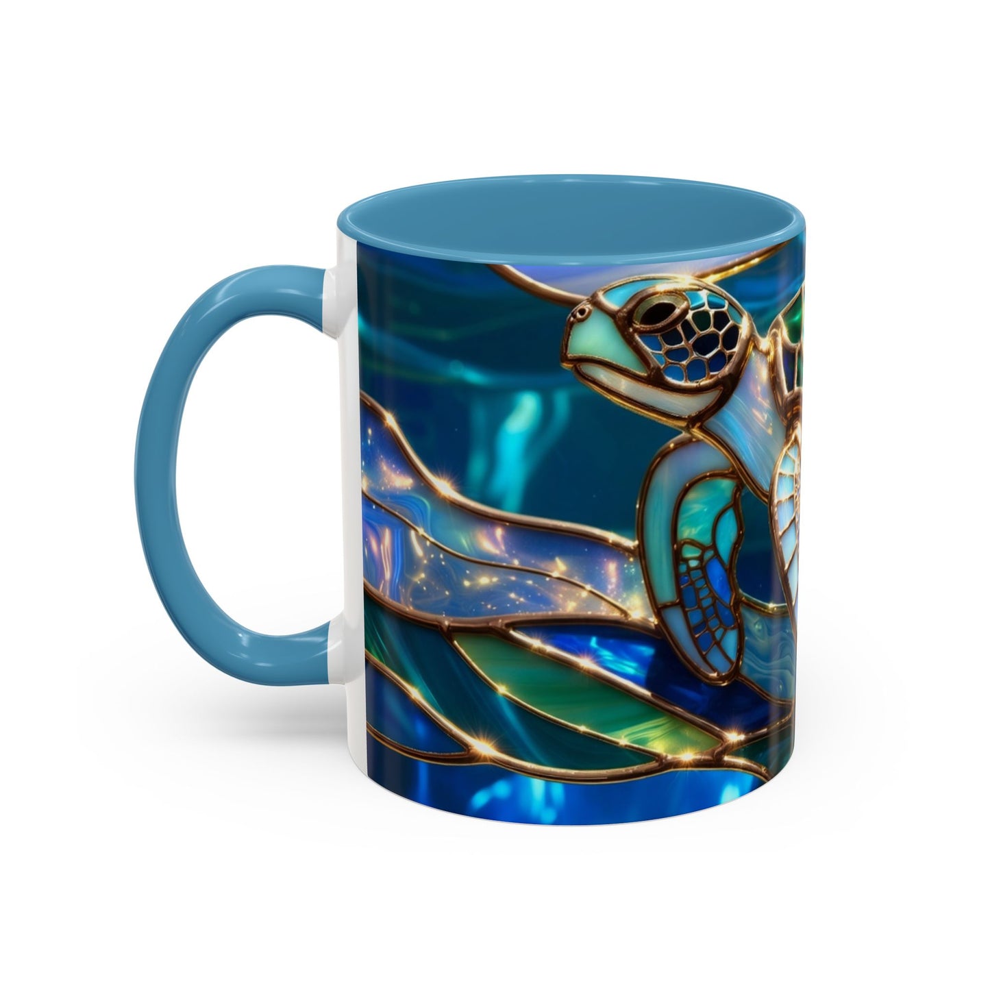 Stained Glass Sea Turtle Mug, Ocean Turtle Coffee Cup, Coastal Beach Mug Gift, Marine Life Art Cup, Sea Lover Gift, Ocean Wildlife Mug