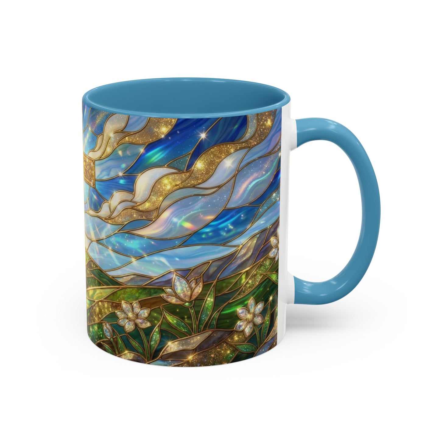 Stained Glass Cross Mug, Christian Coffee Mug, Faith Inspired Art Cup, Religious Gift For Women Men, Inspirational Christian Mug