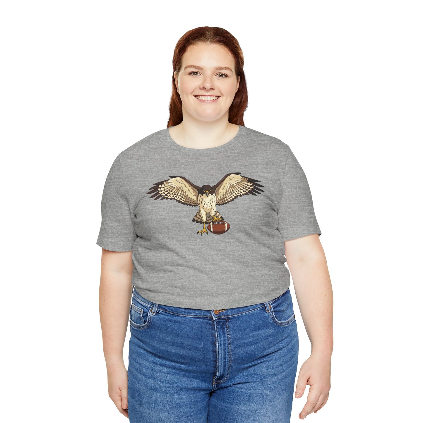 Hawk Football Shirt, Hawk Holding Football T Shirt, Football Mascot Tee, Bird Of Prey Shirt, Sports Fan Gift, Game Day Hawk Tee