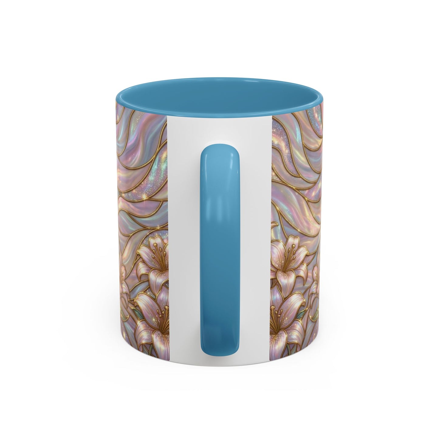 Stained Glass Cross Mug, Easter Lily Coffee Cup, Christian Gift for Women, Pastel Religious Drinkware, Dove and Faith Cup, Spiritual