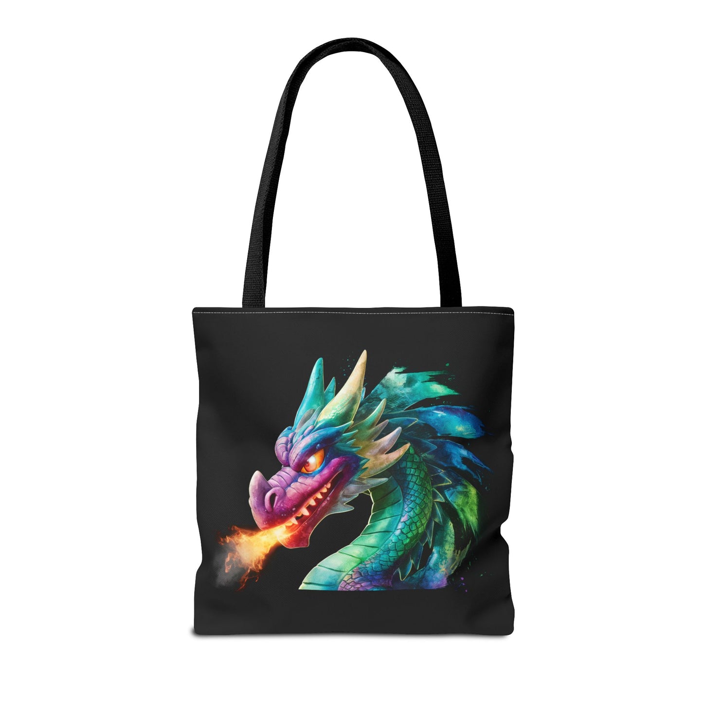 Double-Sided Fierce Dragon Canvas Tote - Colorful Fire-Breathing Fantasy, Eco Reusable Bag, Gift for Dragon Lover