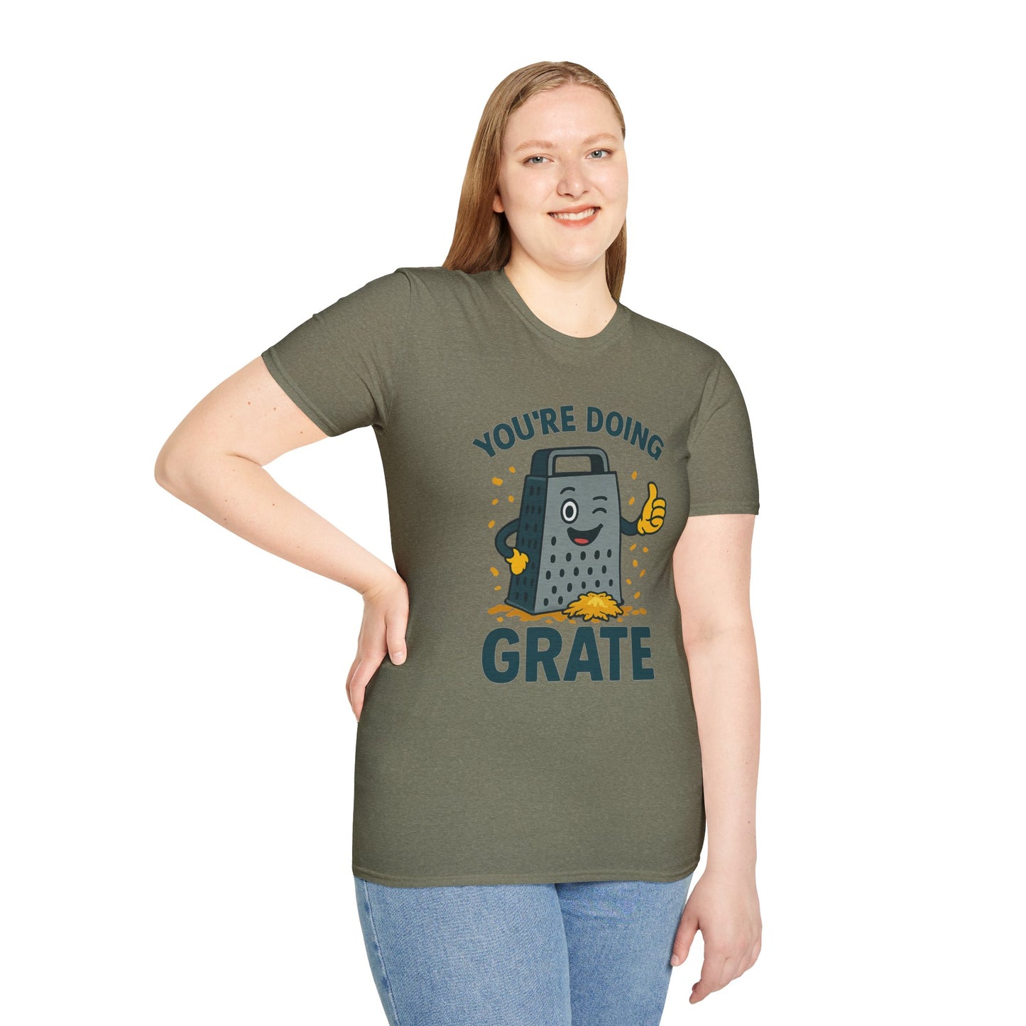 You’re Doing Grate Funny Cheese Grater Pun T-Shirt | Cute Kitchen Humor Graphic Tee | Encouragement Gift for Food & Pun Lovers