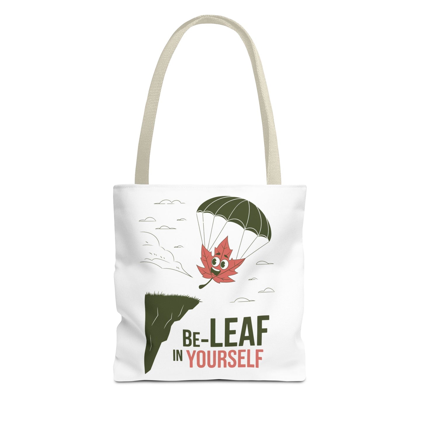 Tote Bag - Be-Leaf In Yourself Pun Design