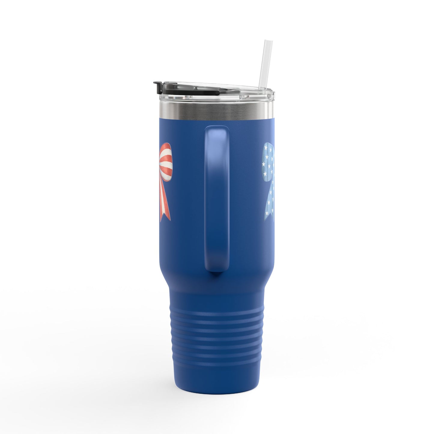 Patriotic Bow Travel Mug | 4th of July Tumbler with Straw | USA Flag Coffee Tumbler | Stars Stripes Mug | Independence Day Gift | USA Drinkware