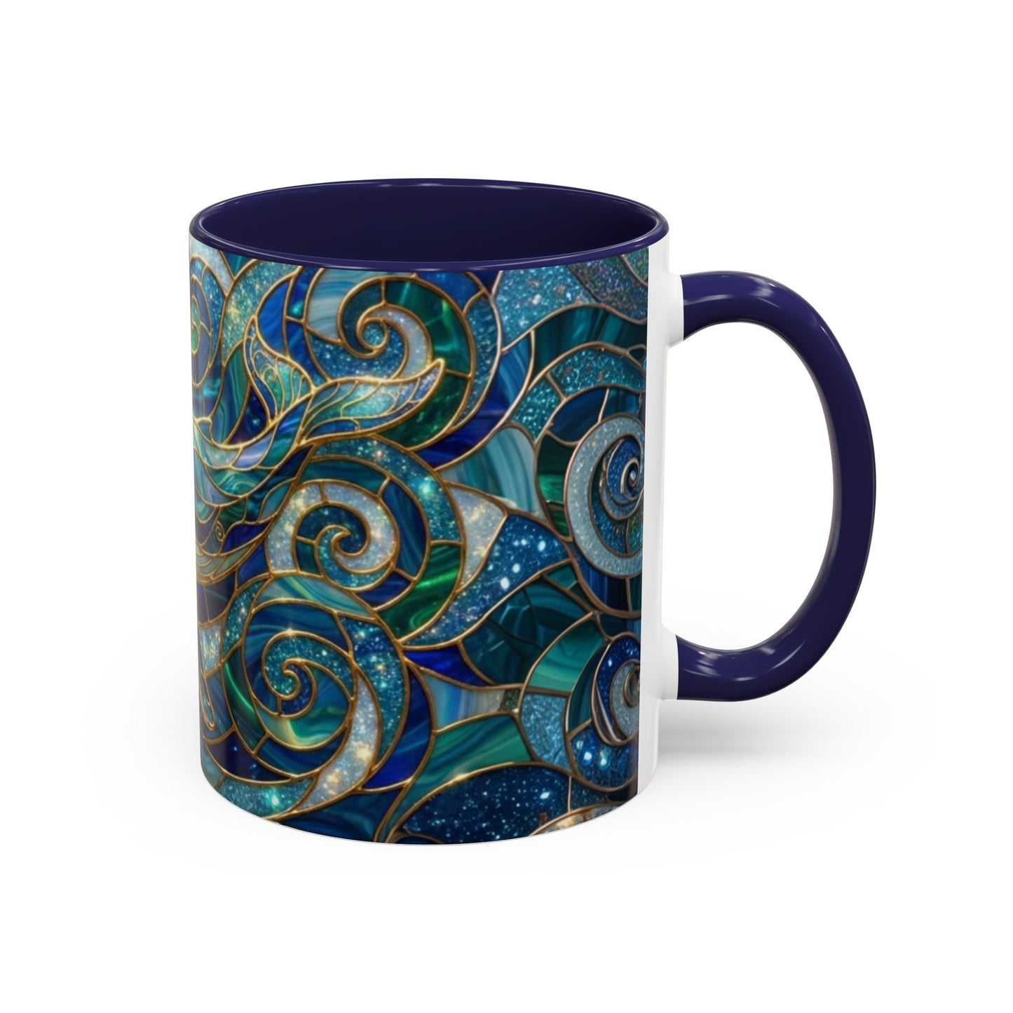 Stained Glass Whale Mug, Ocean Art Coffee Cup, Blue Sea Life Design, Nautical Gift For Ocean Lovers, Colorful Stained Glass Whale Cup