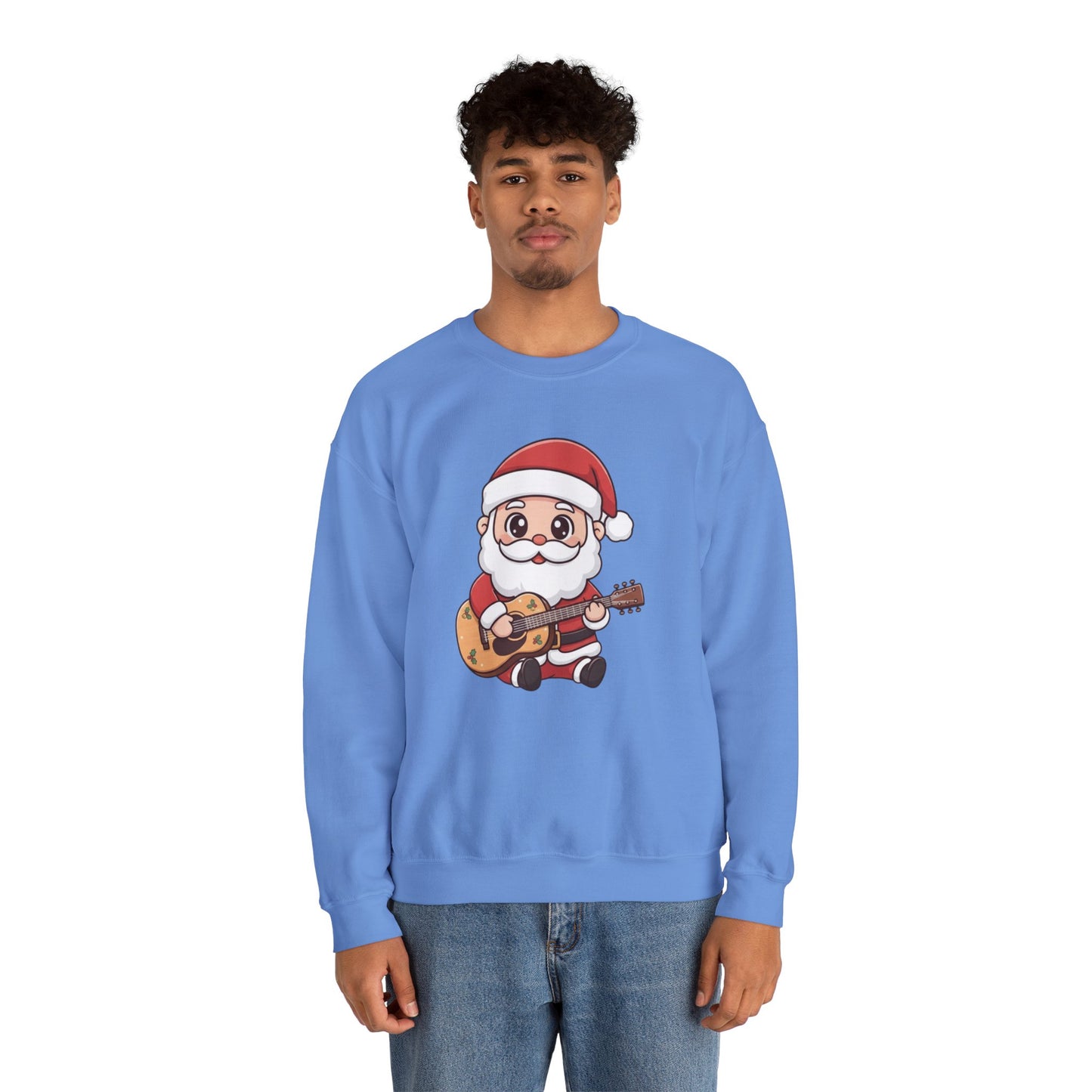 Cute Santa Guitar Sweatshirt | Christmas Music Lover Sweater | Holiday Crewneck | Funny Santa Musician Shirt | Cozy Xmas Gift for Him or Her