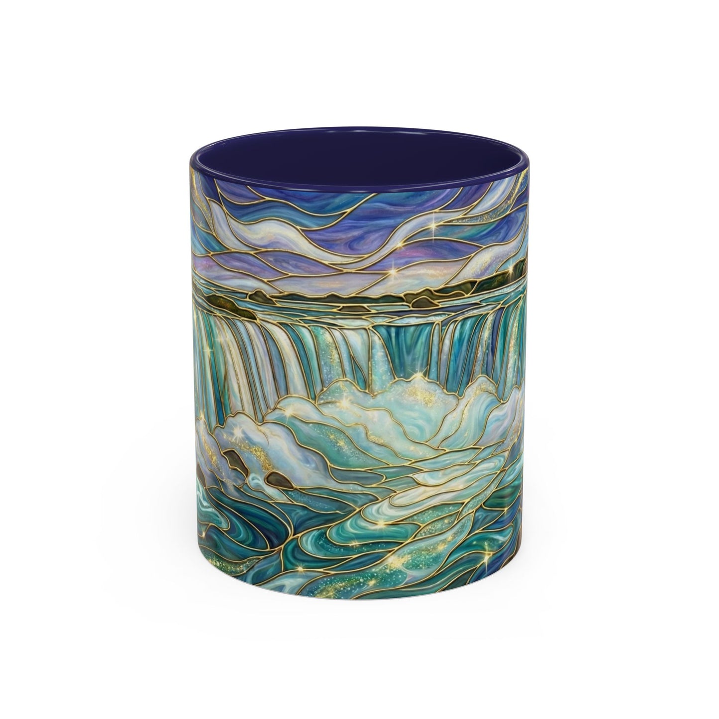 Faux Stained Glass Niagara Falls Mug, Waterfall Coffee Cup, Canada Souvenir Gift, Upstate New York Travel Memento, Nature Lover Tea Cup