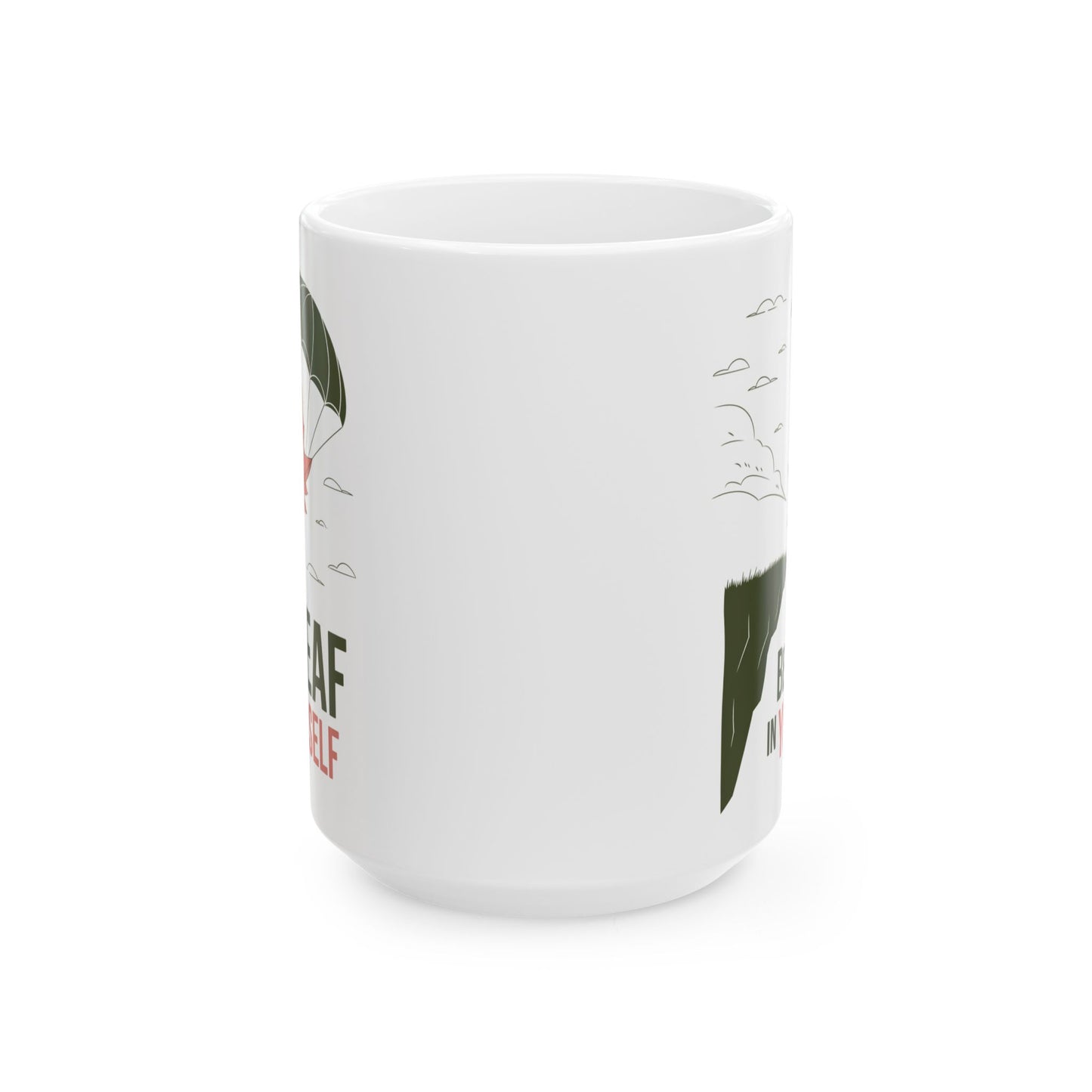 Be-Leaf In Yourself Mug – Motivational Leaf Parachute Design on Ceramic Coffee Cup, Positive Affirmation Gift for Fall Lovers & Nature Enthusiasts