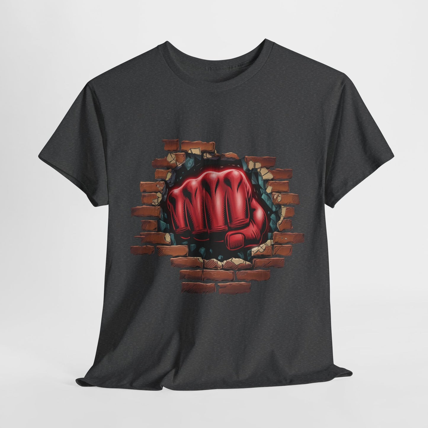 Impact Fist Graphic T-Shirt – Punch Through Brick Wall Design | Bold Streetwear Tee for Fighters, Gym & Edge-Lovers